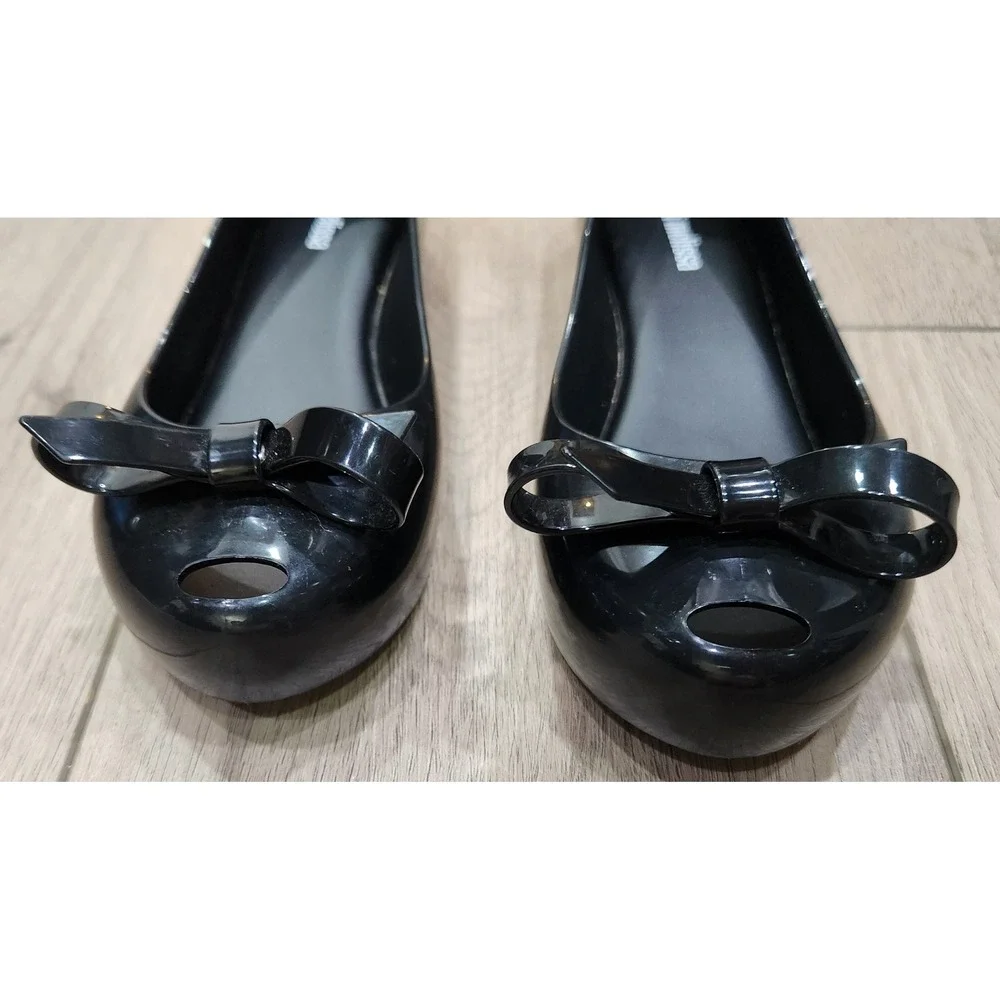 Mini Melissa Ultragirl Bow Ballet Flats Peep Toe Jelly Girls ‎ Size 3 Black